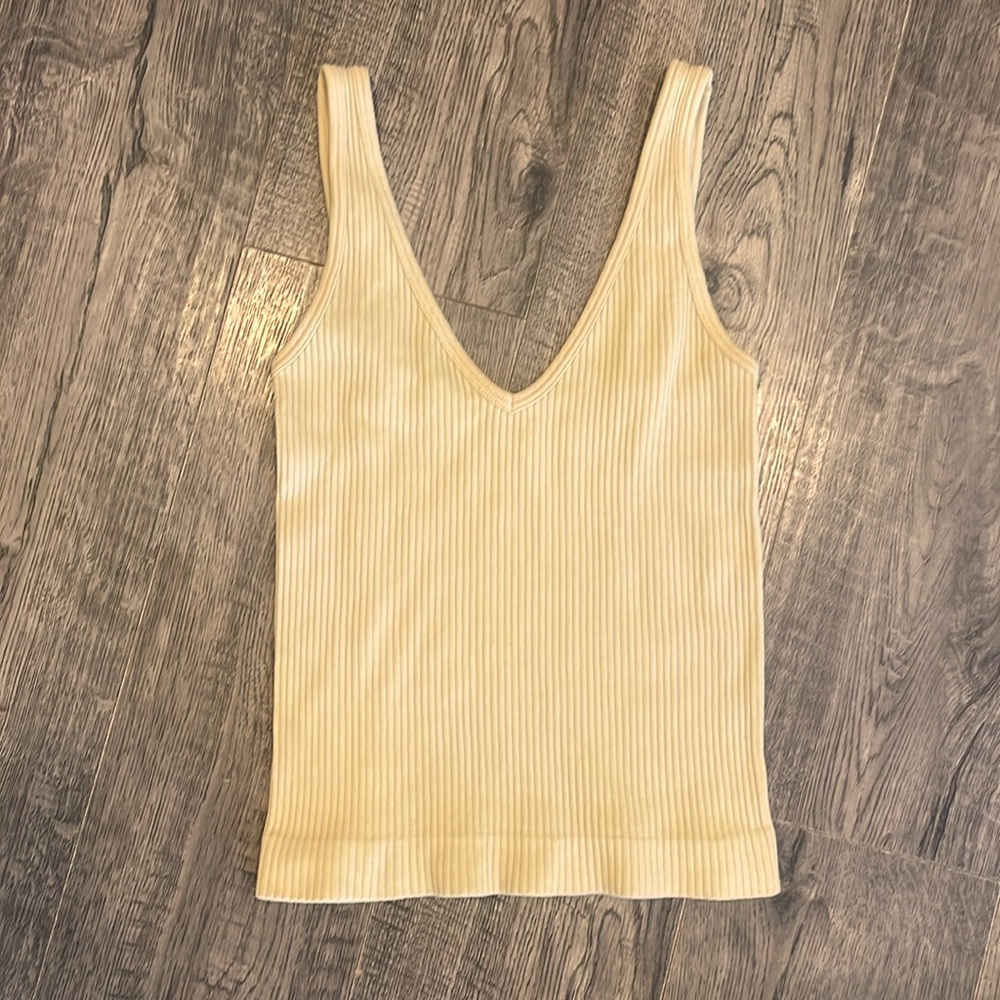 Aura khaki Ribbed Sleeveless Tank Top